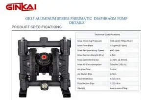 Bomba neumática de diafragma GK15 de aluminio