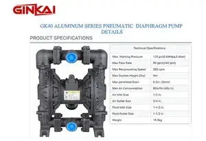 Bomba neumática de diafragma GK40 de aluminio