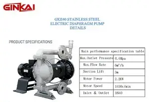 Bomba eléctrica de diafragma GKE40 de acero inoxidable